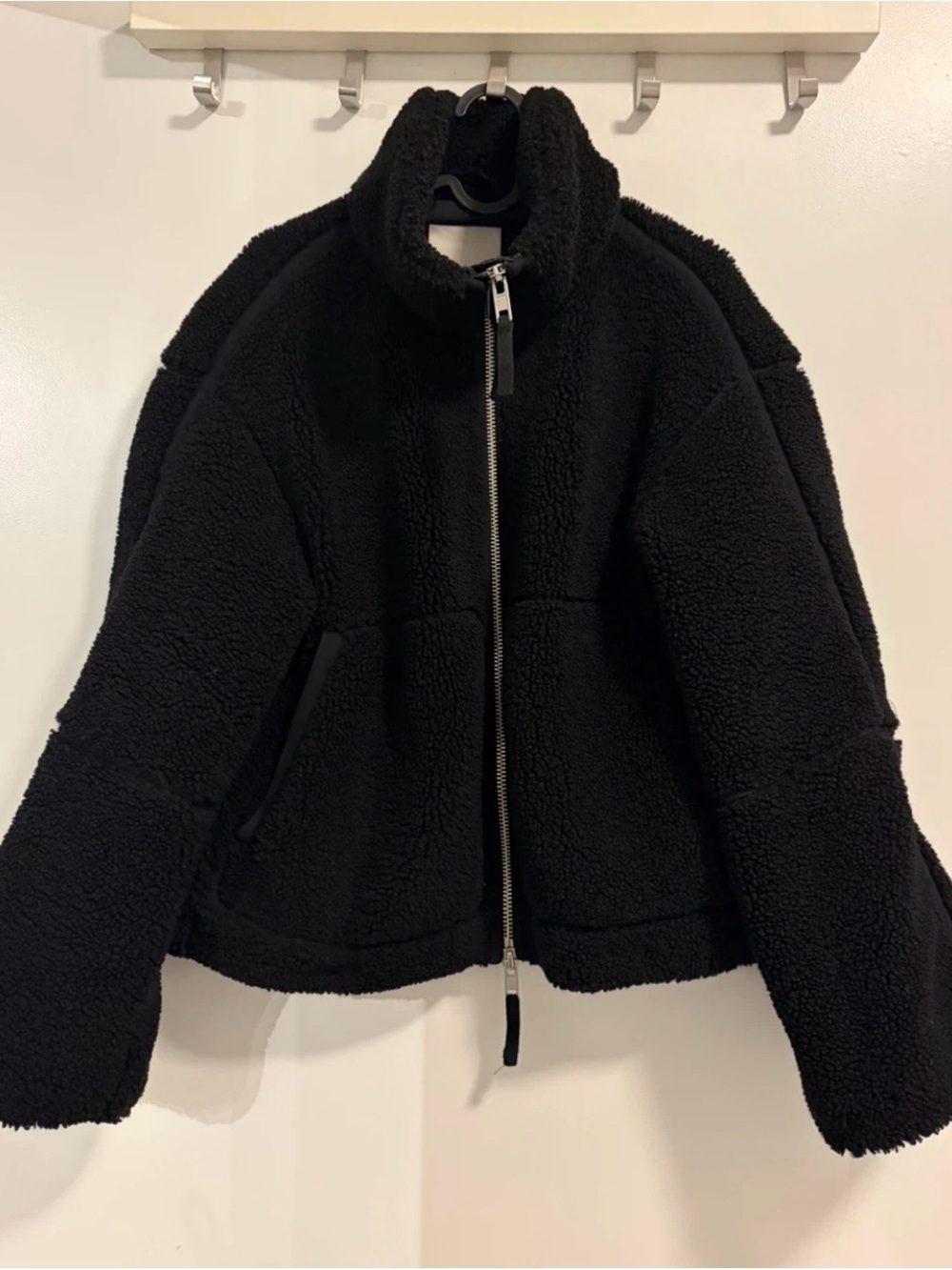 H&M Black Teddy Sherpa Zip Jacket
